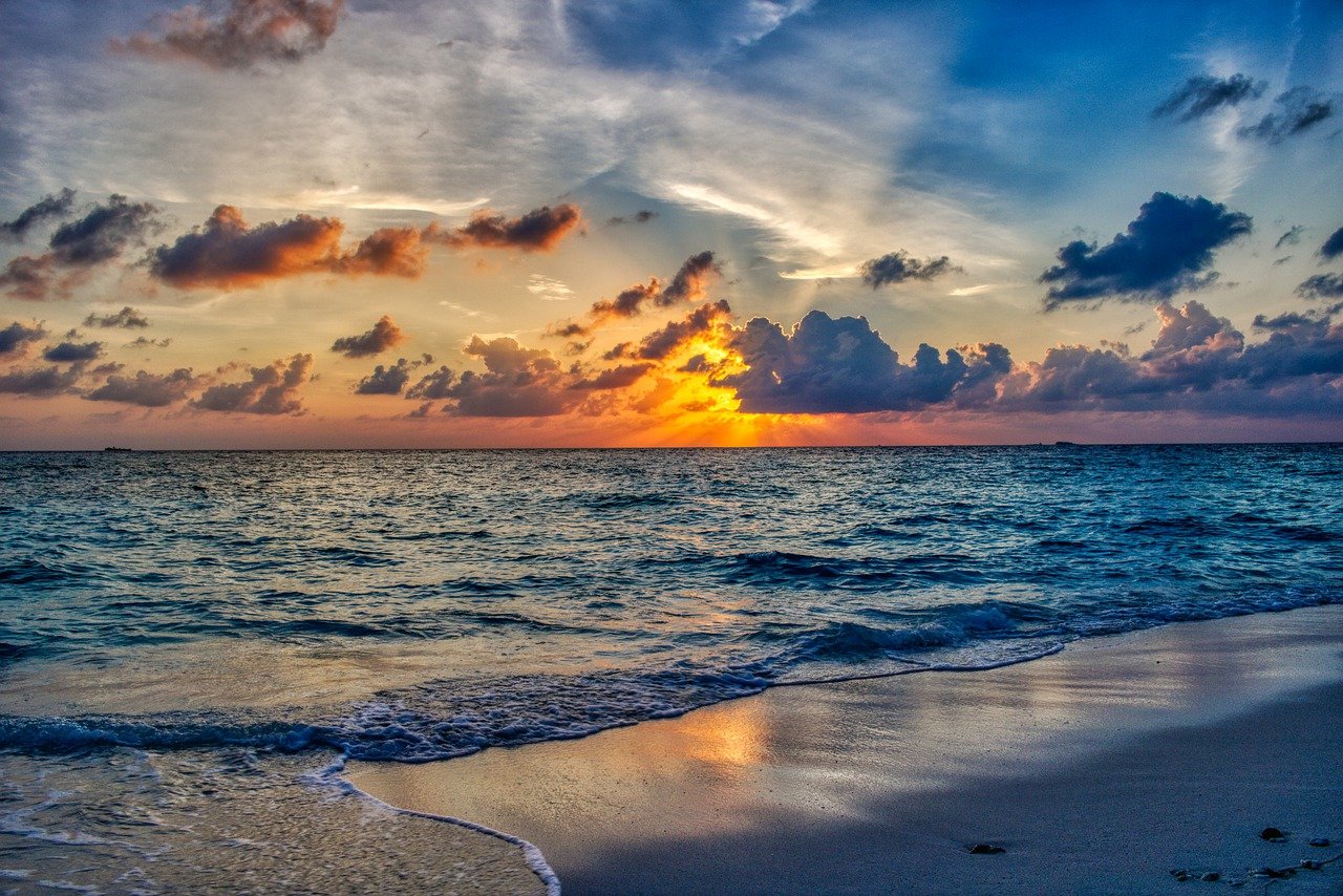 beach, ocean, sunset